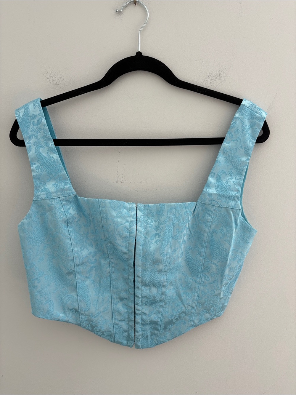 Princess Polly Light Blue Brocade Square-Neck Bustiers Crop Top Size 8
